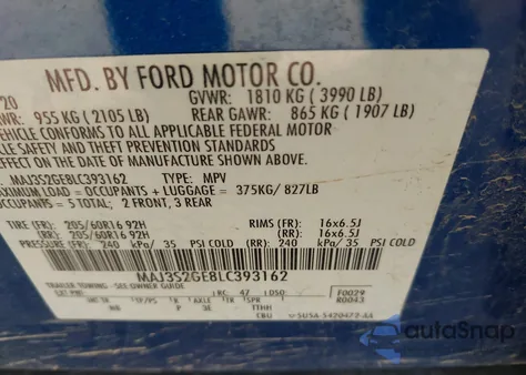 2020 Ford Ecosport Se from USA, damaged, VIN MAJ3S2GE8LC393162